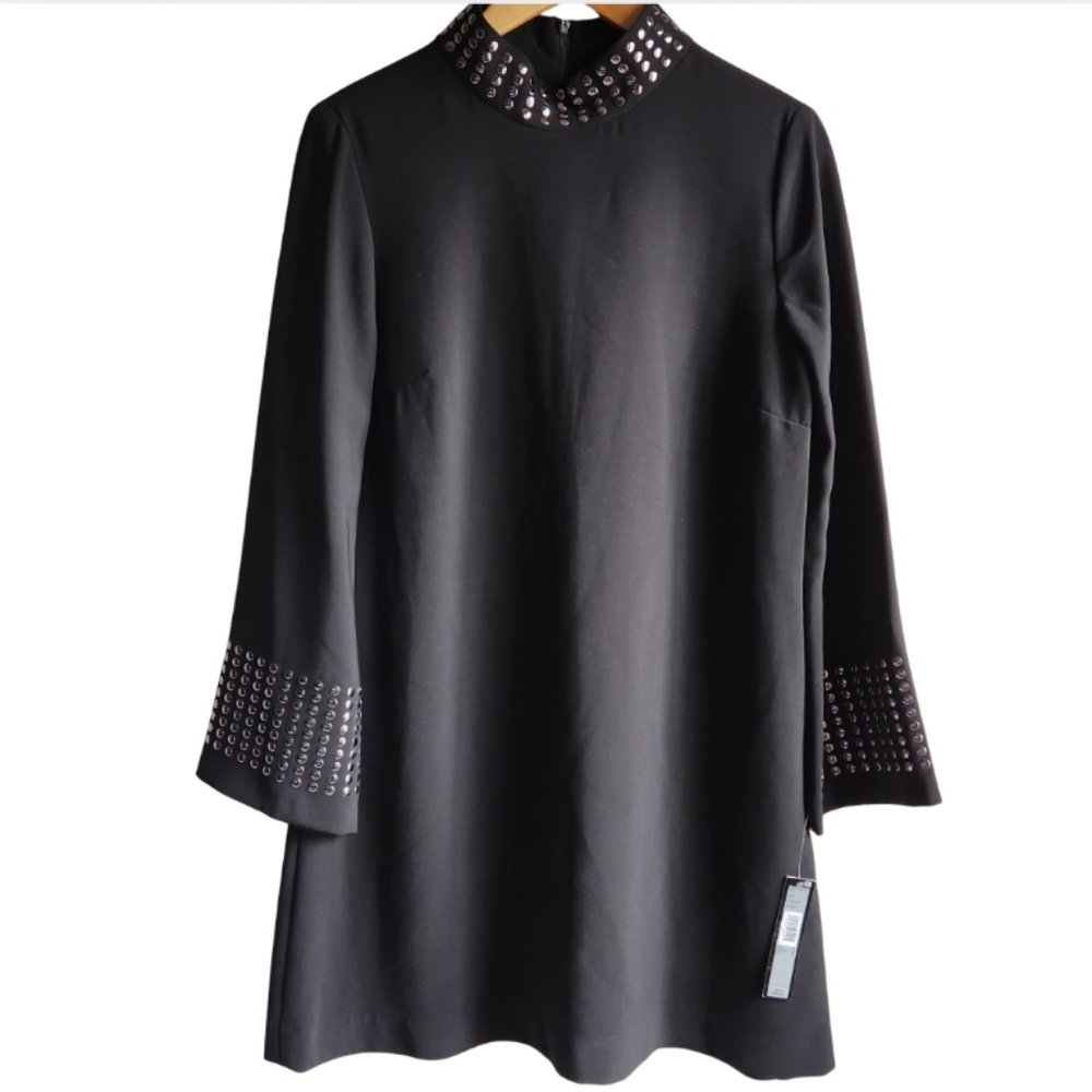 Tahari ASL Black Dress with Silver Accents | Elegant Occasion | Size‎ 8 NWT
